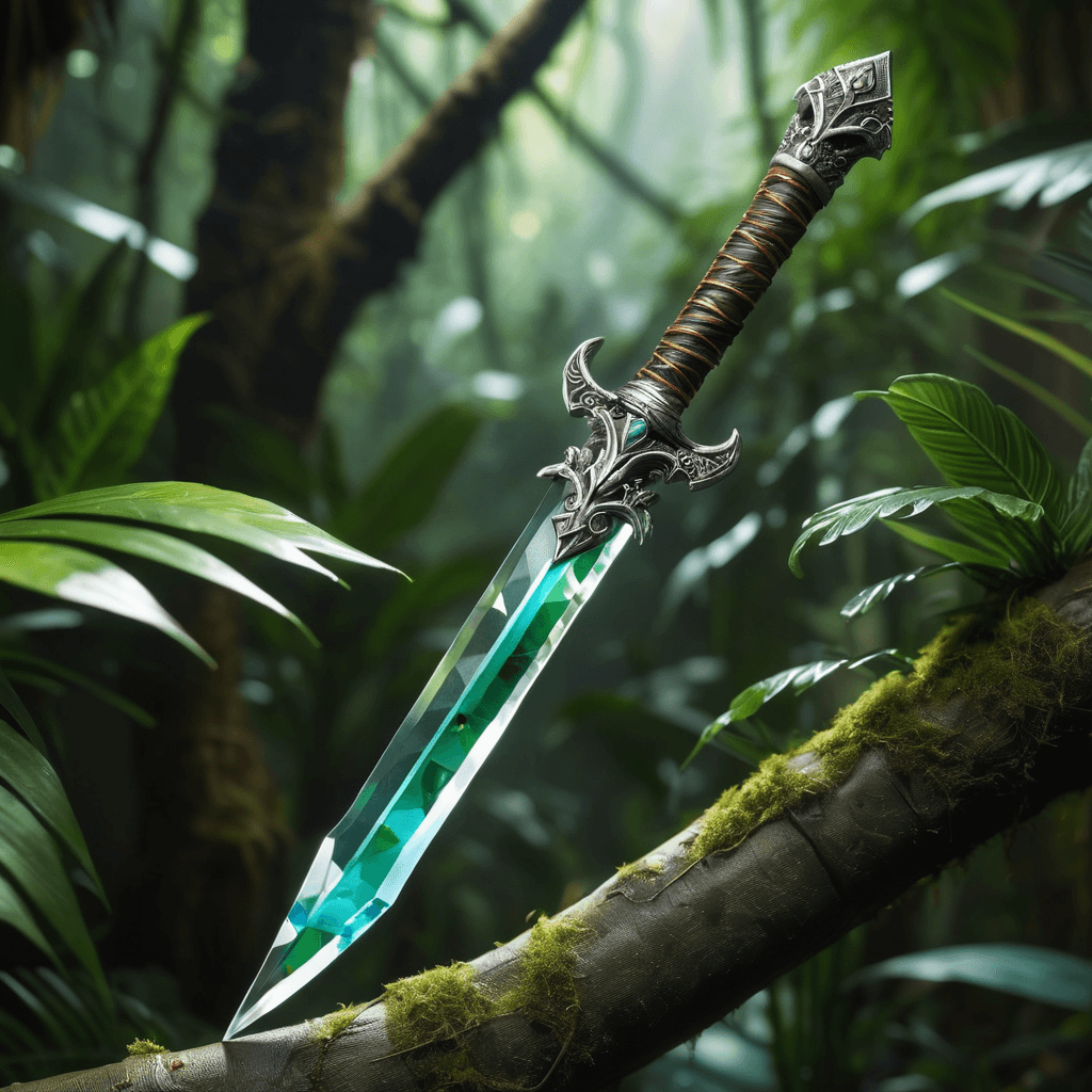 AI generated: A realistic, usable transparent DnD dagger made of crystal, featuring a highly detA realistic, usabl...