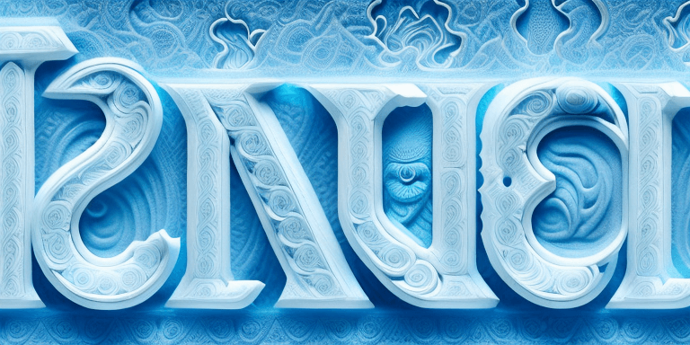 AI generated: A slogan 'Tepid Nirvana'. These letters are crafted in intricately carved ice blocks, their color ra...