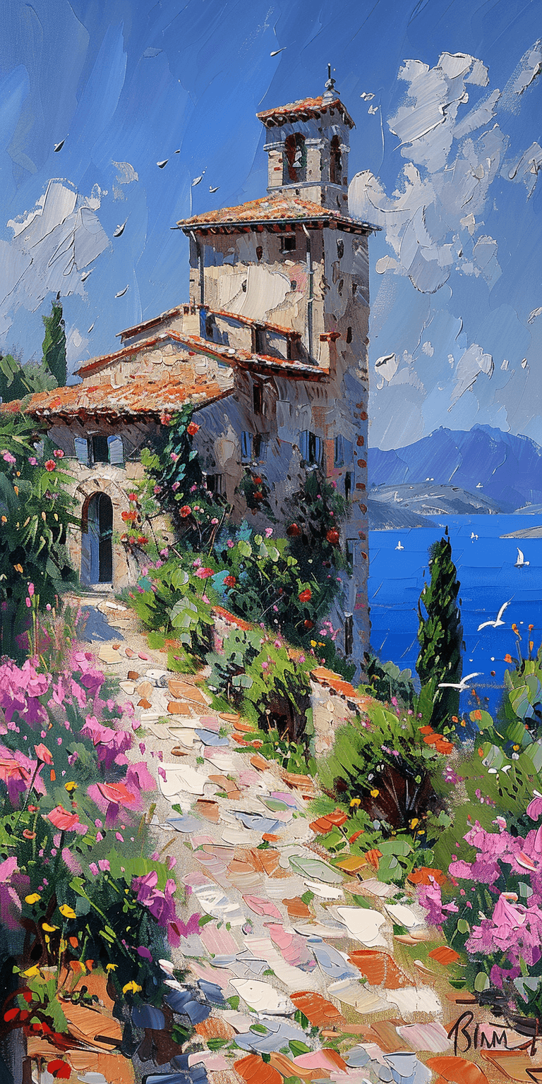 AI generated: Impressionist painting of a Tuscan villa, oil on canvas, in the style of the Tuscan countryside, ful...