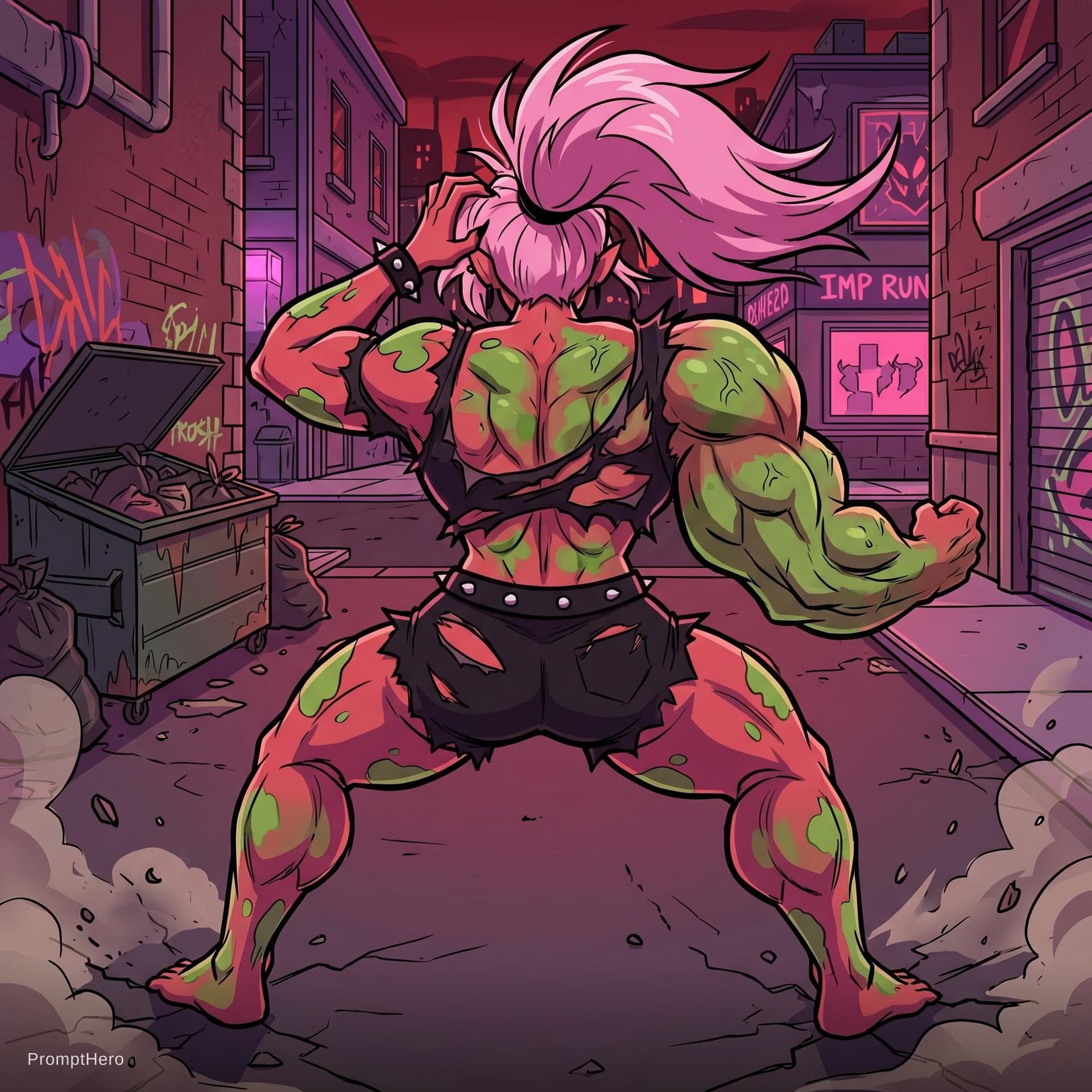 AI generated: helluva boss style : Now let's imagine verosika from helluva boss struggling to transform into the H...