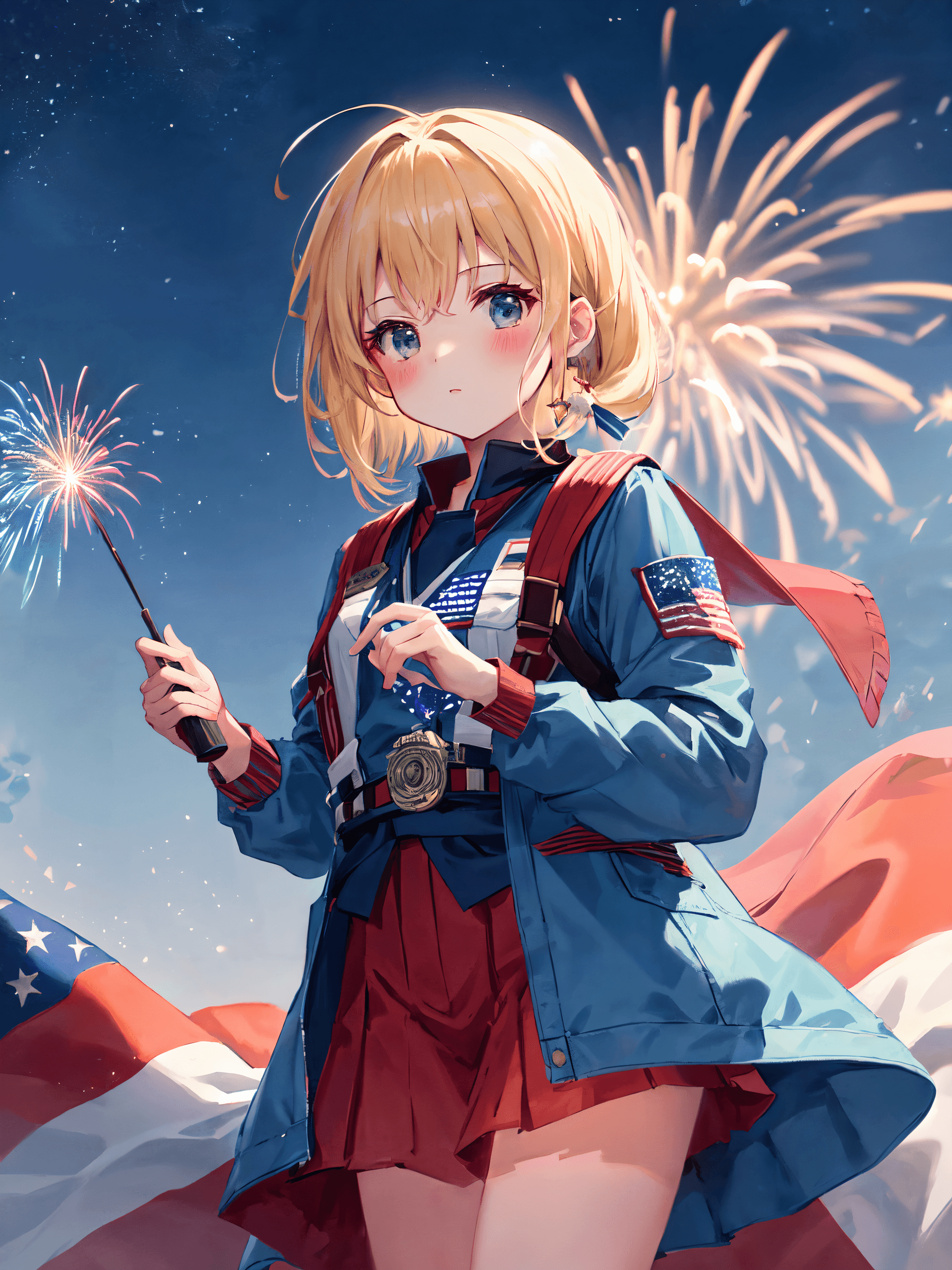 AI generated: (Award Winning , Masterpiece, Illustration:1.2) , The Personification of (Independence Day Holiday:1...