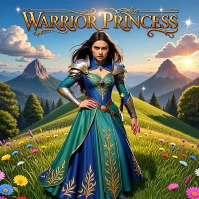 AI generated video: poster of warrior princess| standing on hill |centered| key visual| intricate| highly detailed| brea...