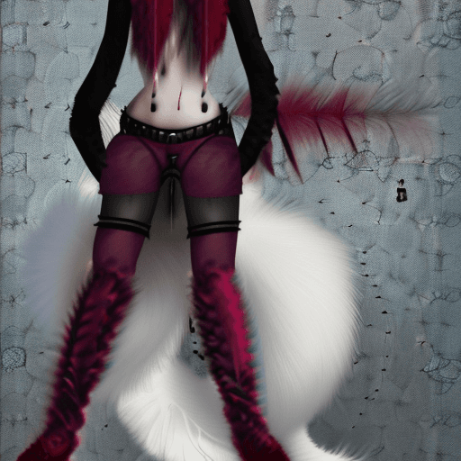 AI generated: full body portrait of loona hellhound, loonacroptop, loonashorts, slit pupils, white eyes, red scler...