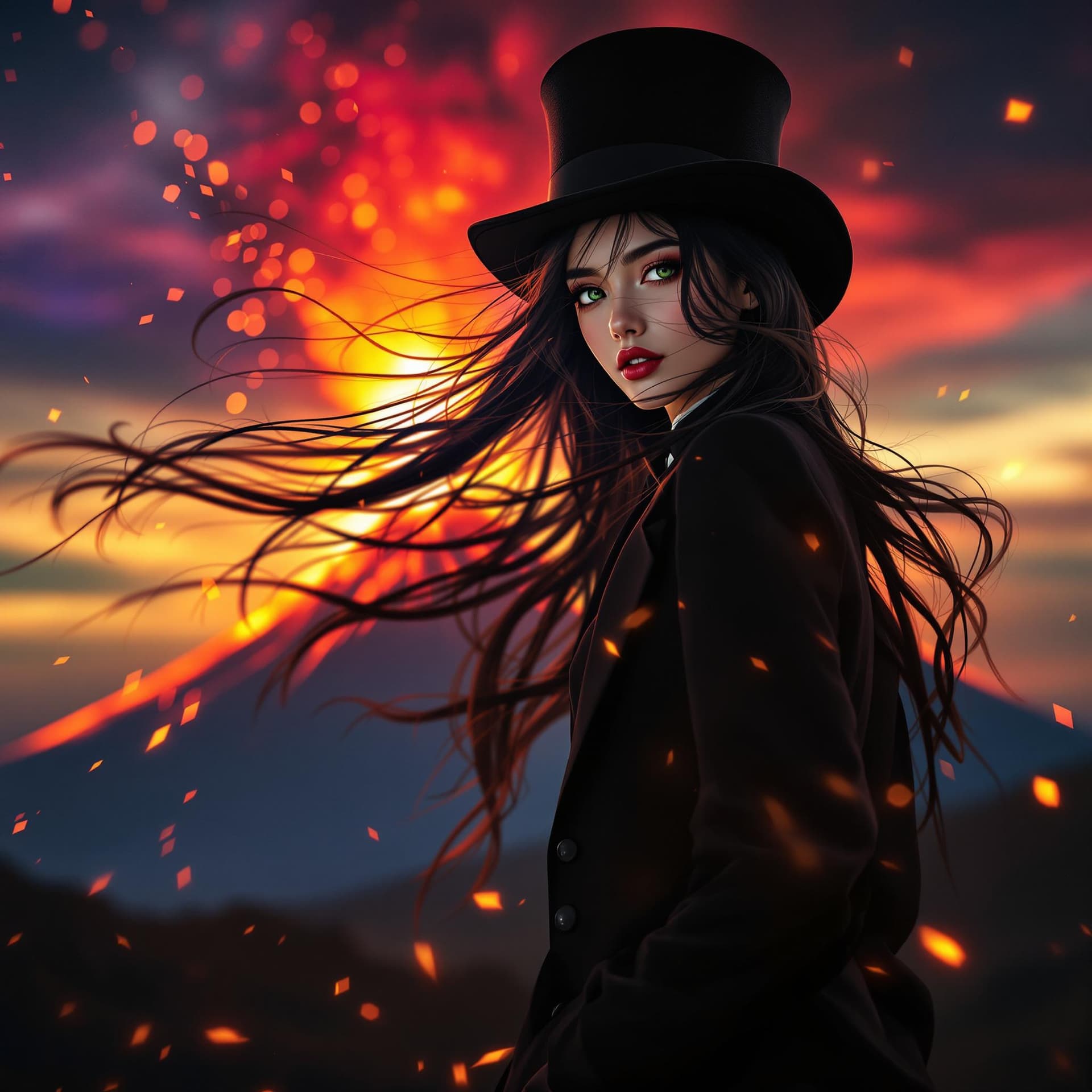 AI generated: psychedelic, surreal, trippy, close portrait of a very beautiful girl, a young supermodel girl, asia...