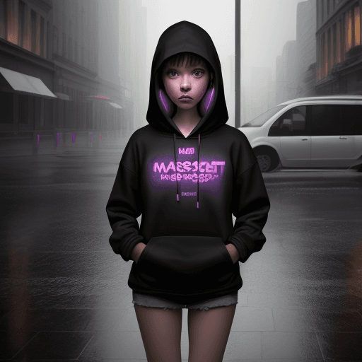 AI generated: masterpiece, girl alone, solo, incredibly absurd, hoodie, headphones, street, outdoor, rain, neon,
