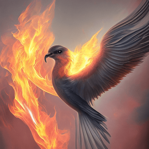 AI generated: Realistic high-definition photograph of a bird hovering over fire, captured in the style of womancor...