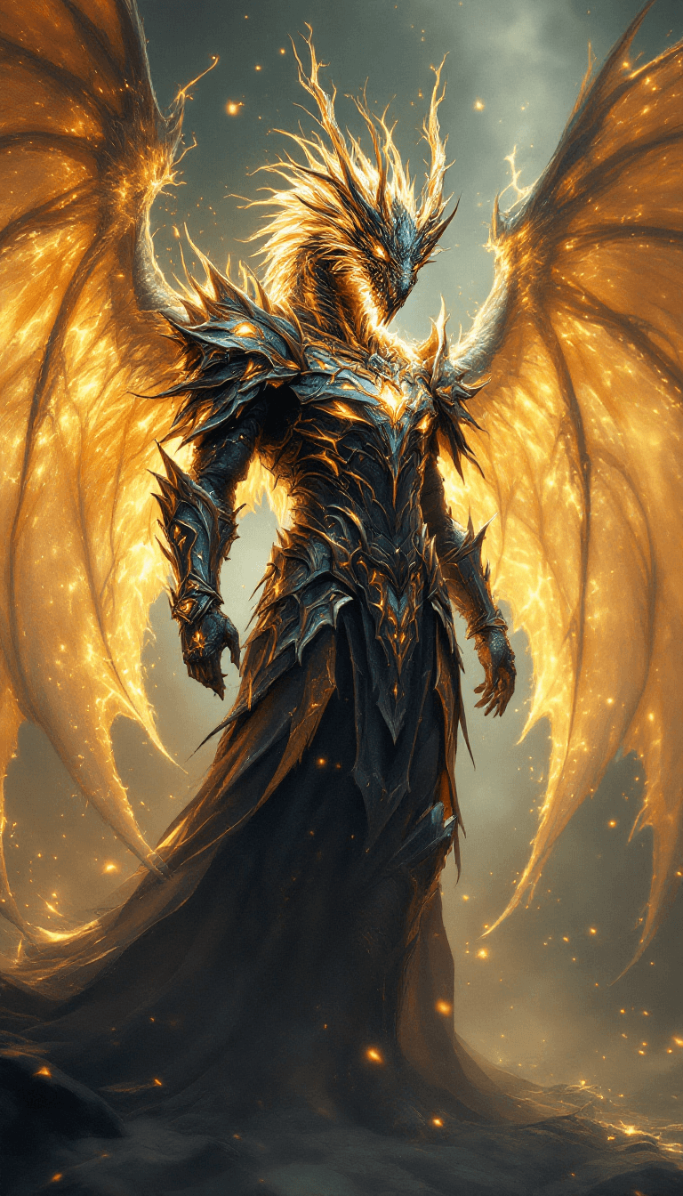 AI generated: final fantasy, male, fantasy big beautifull dragon wing armor with extrem many dettails and accesori...