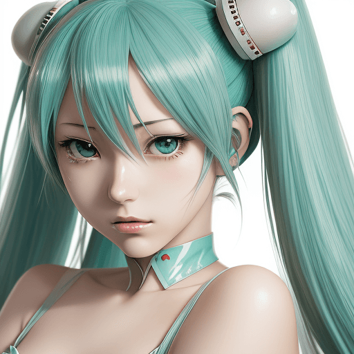 AI generated: anime girl, hatsune miku, in the style of frank thorne, romanticized femininity, makoto aida, elegan...