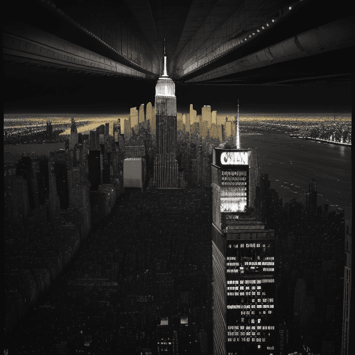 AI generated: A striking, high-contrast cinematic photo-style vertical collage that captures the essence of New Yo...