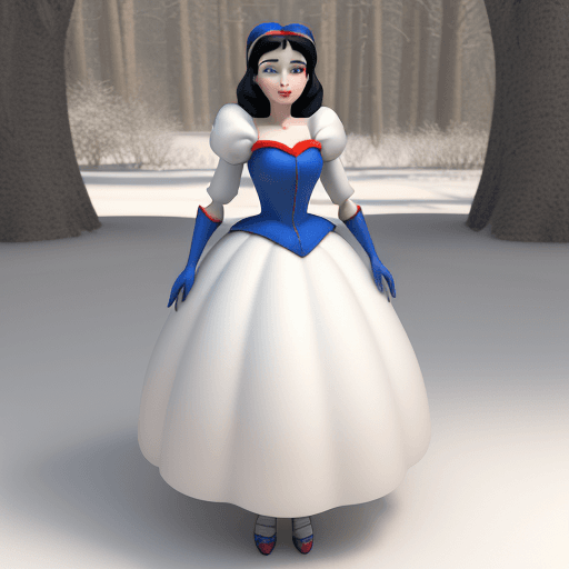 AI generated: 3d image, snow white, in the style of Pixar --ar 1:2 --stylize 750