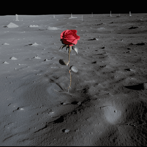 AI generated:  A rose on moon