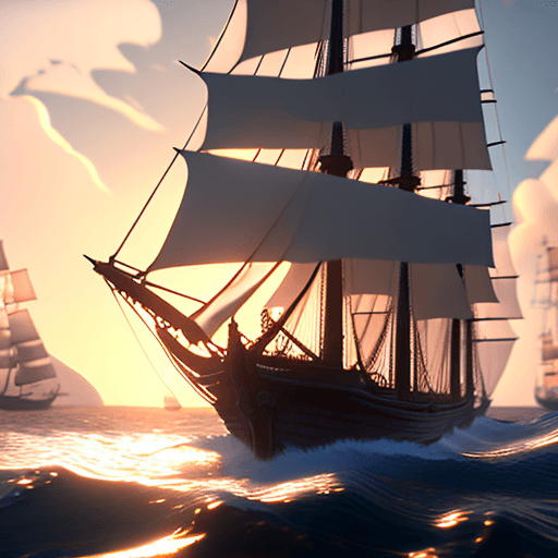 AI generated: Photo of a ultra realistic sailing ship, dramatic light, pale sunrise, cinematic lighting, battered,...