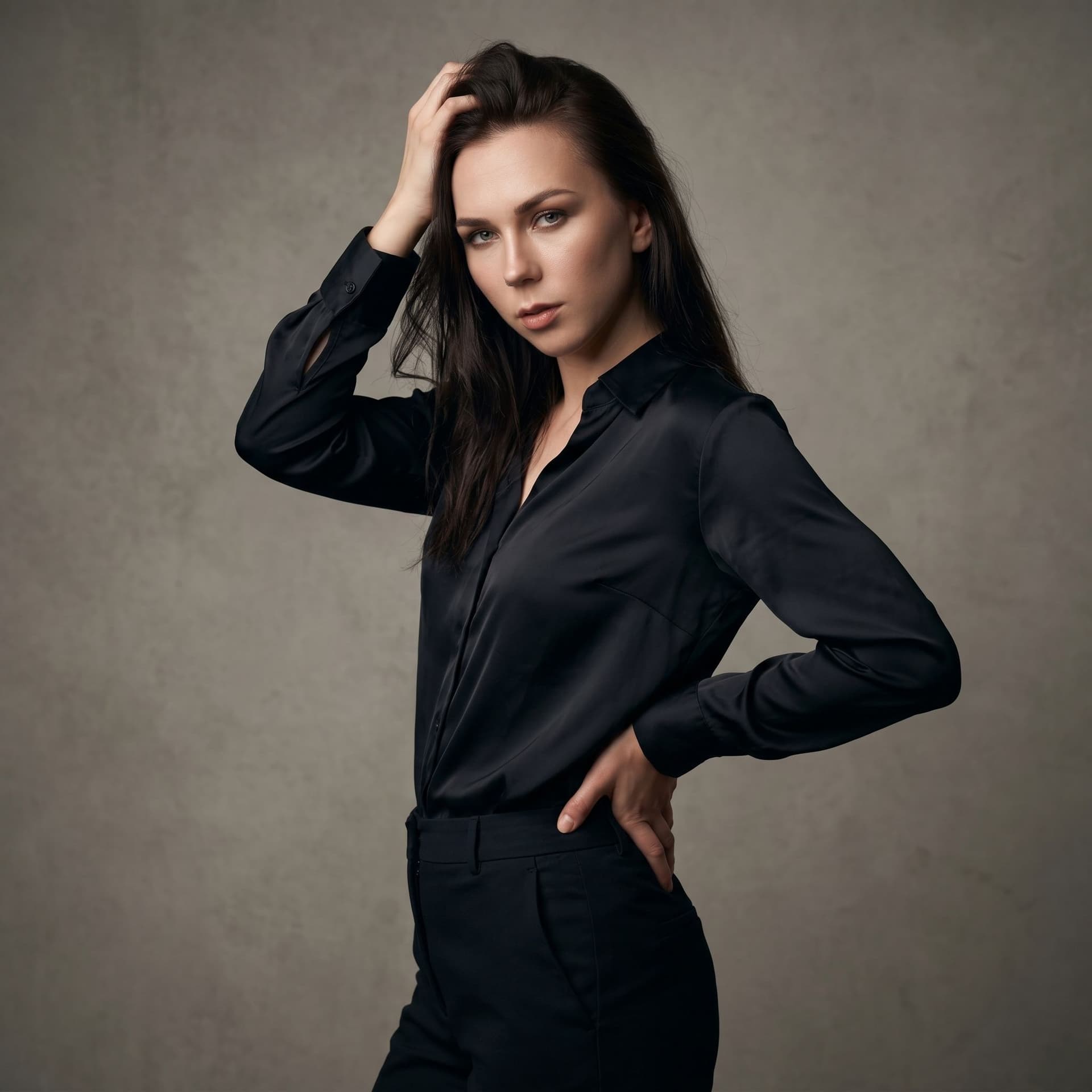 AI generated: Transform this photo into a professional high-end photoshoot. Completely change the person's face wh...