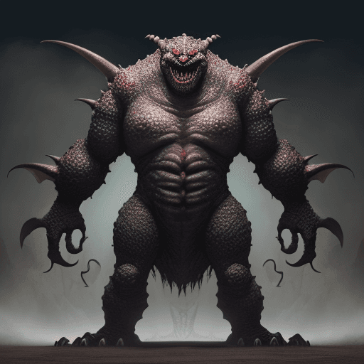 AI generated: This monster front view
