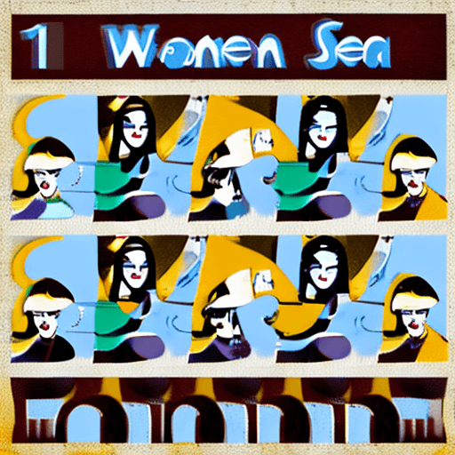 AI generated: ten women on the sea