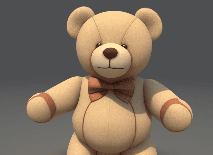 AI generated: 3d smiling teddy bear without bow tie. Facing the front with open arms.



