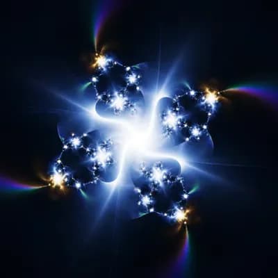 AI generated video: Koch snowflake fractal genesis. Mother-snowflake center stage, luminous white-blue edges pulsing. Re...