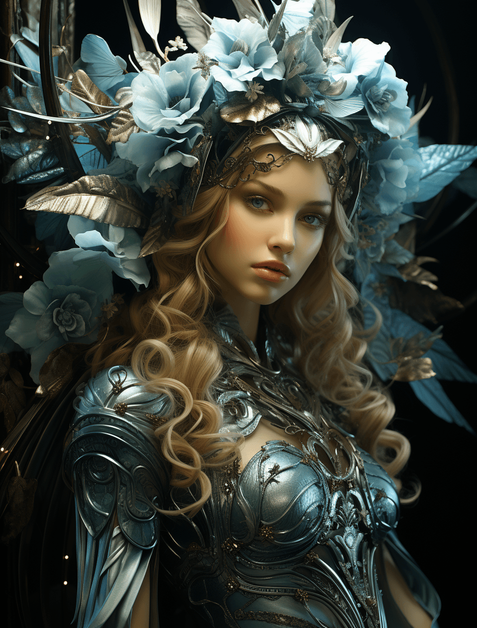 AI generated: xeno fairy ios mobile / tablet screenshot, in the style of ethereal portraiture, dark white and aqua...
