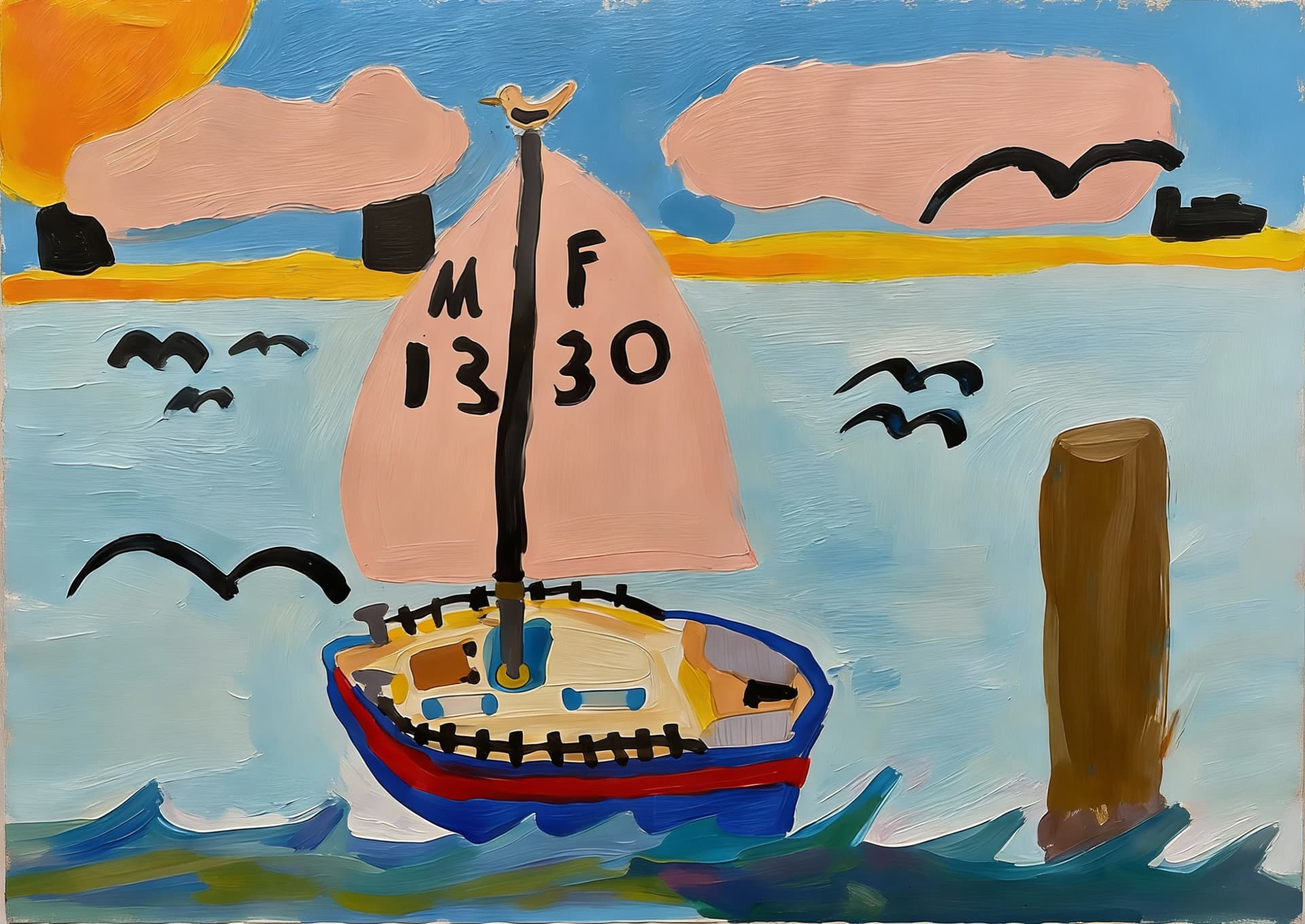 AI generated: Turn this into a professional acylic drawing made by an adult whilst still being able to recognize t...