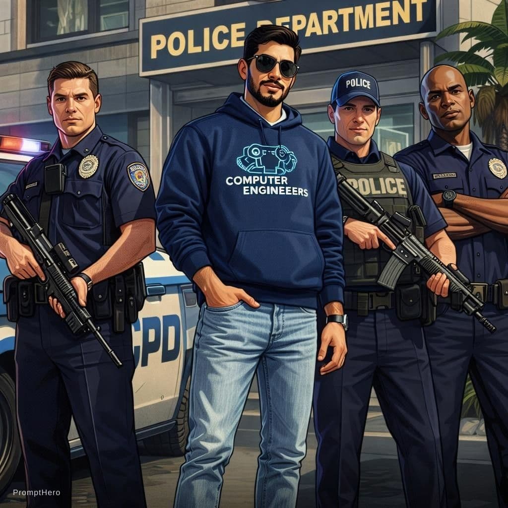 AI generated: Standing in groups,police, gta art, style of gta v artworks, paid artwork,  high quality 16k digital...