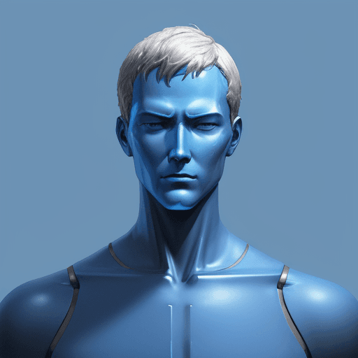 AI generated: the artificial man on a blue background, in the style of akihiko yoshida, blueprint --ar 4:3
