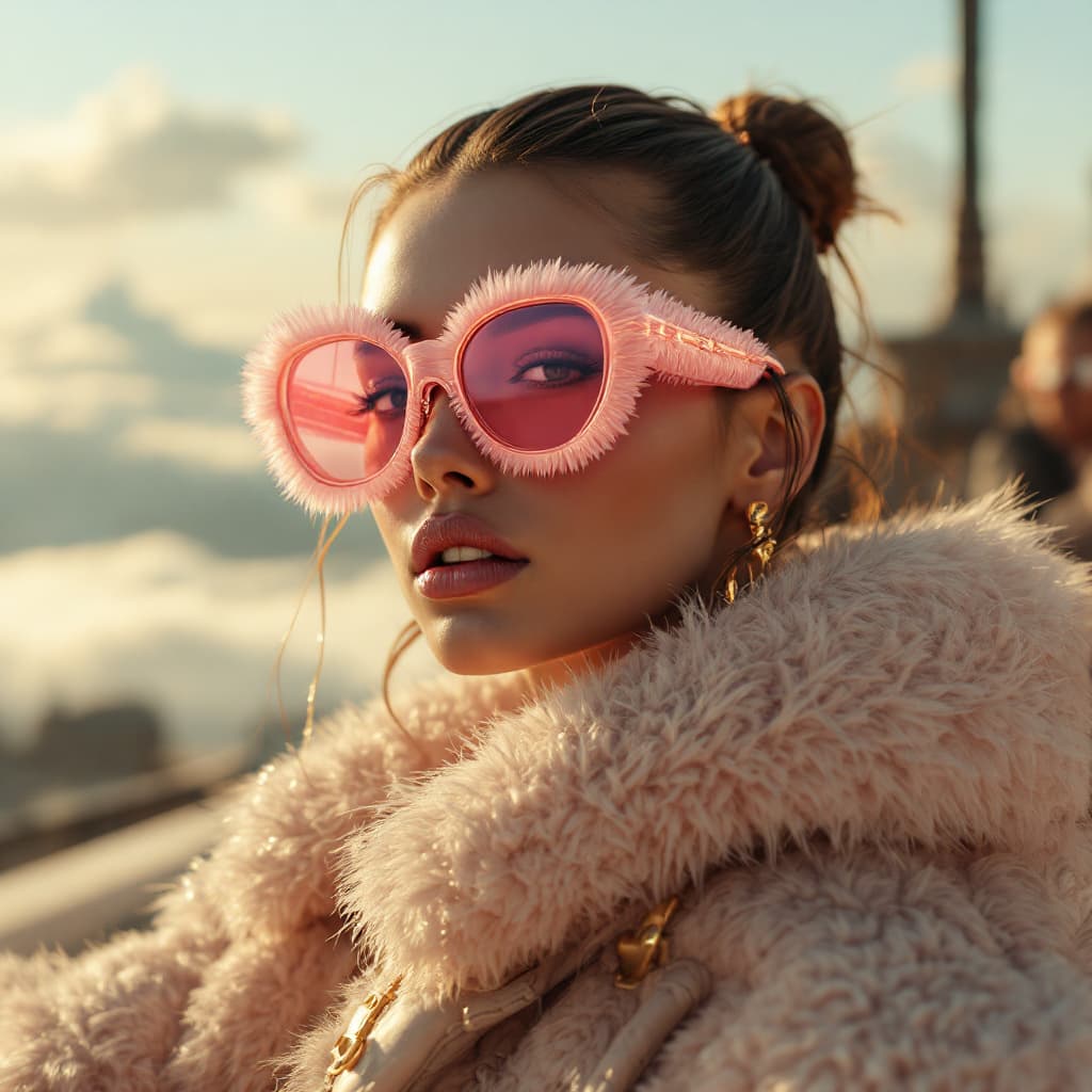 AI generated: Fashion shoot, big booty,  oil coming from top roof on the ass, Jacquemus and moncler collaboration:...