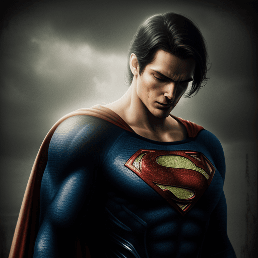 AI generated: techie superman, photography, subtle gloomy artistic painting, -- s 750