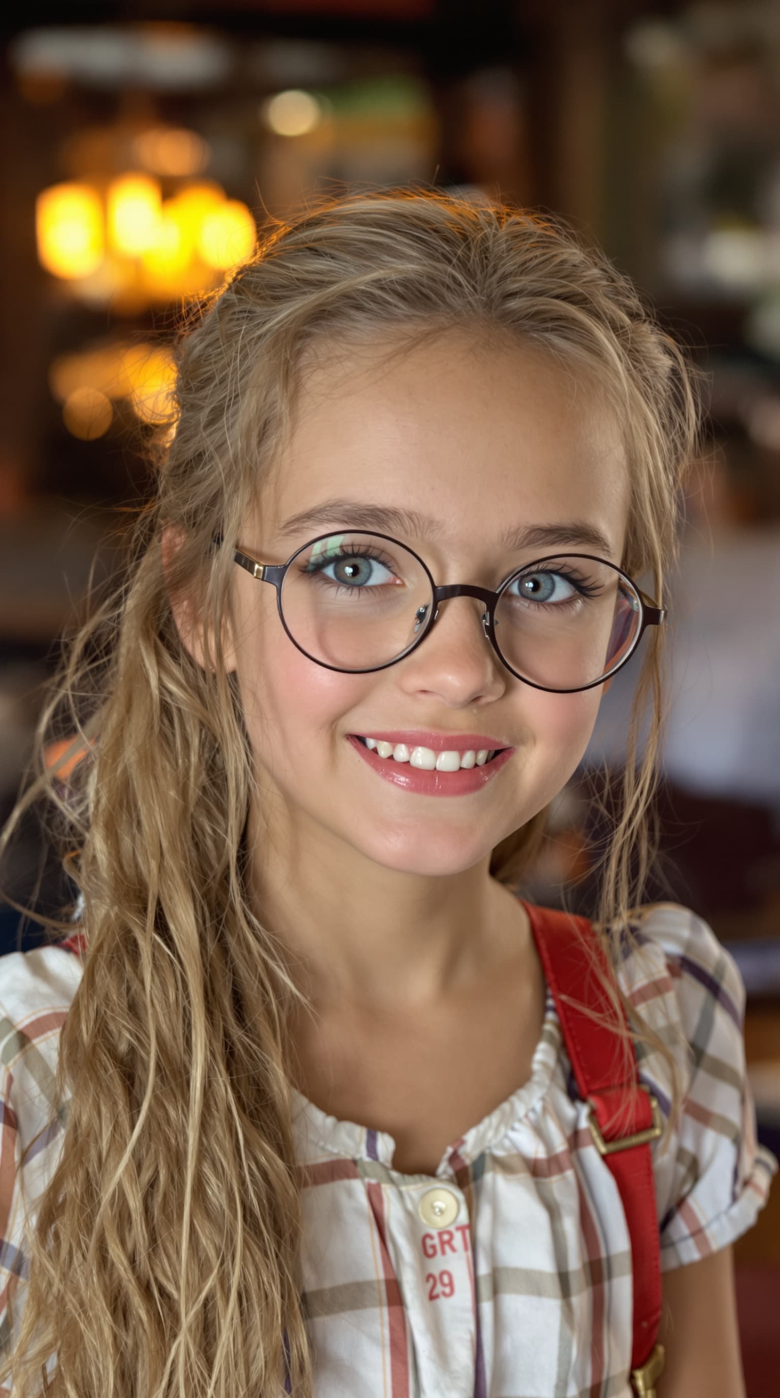 AI generated: A professional photograph captures one of the most beautiful third-grade girls in the world during t...