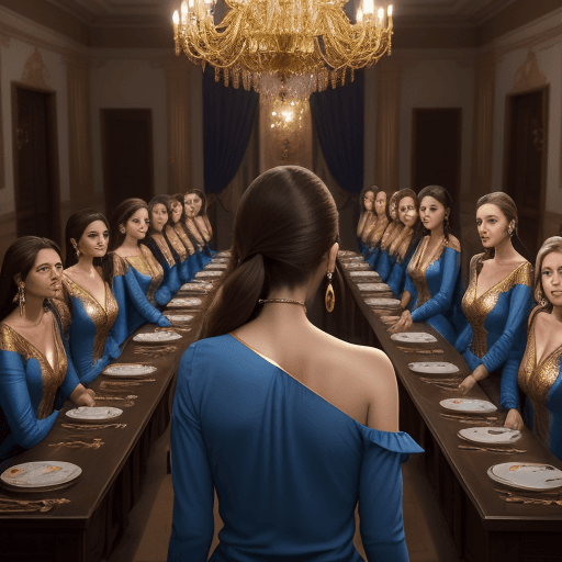 AI generated: there is a woman with a blue shirt and gold earrings, sandra chevier, blanca alvarez, fernanda suare...