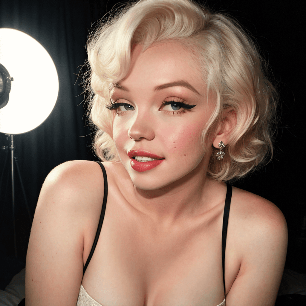 AI generated: studio lighting,photo of Marilyn Monroe, <lora:IWR-BelleDelphineUltimate:1>
