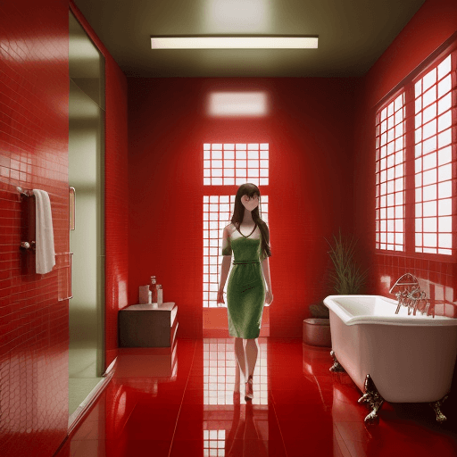 AI generated: A stunning watercolor sketch of a beautiful Taiwanese 
woman,full body,(red floor tiles :1.2)of a Ta...