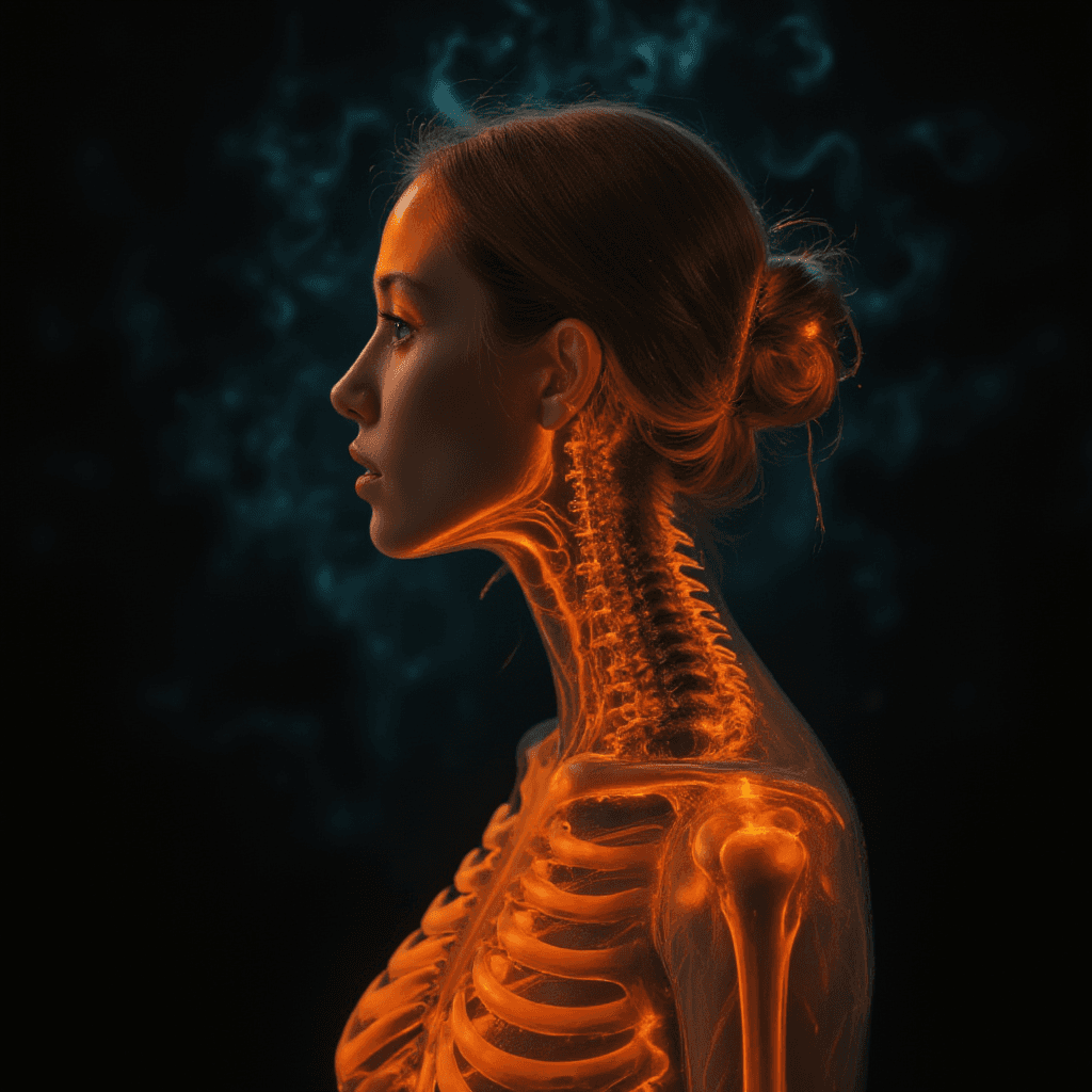 AI generated: Silhouette of a woman from the side::1.3, posed in stillness, exhaling mist that seems both flat and...