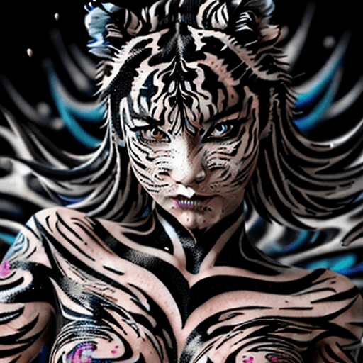 AI generated: 

16k masterpiece, liquid ink unfreezing into a whirlwind merging with a gorgeous young black tiger ...