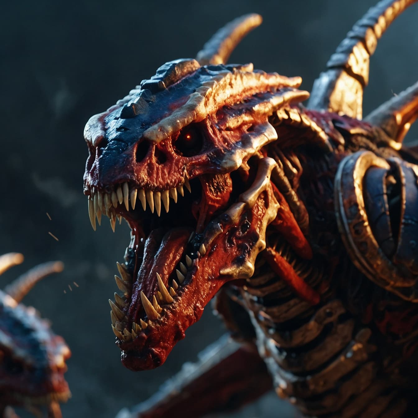 AI generated: Portrait shot of a very high detailed tyranids, photorealistic,warhammer 40000, in a battle scene,sh...