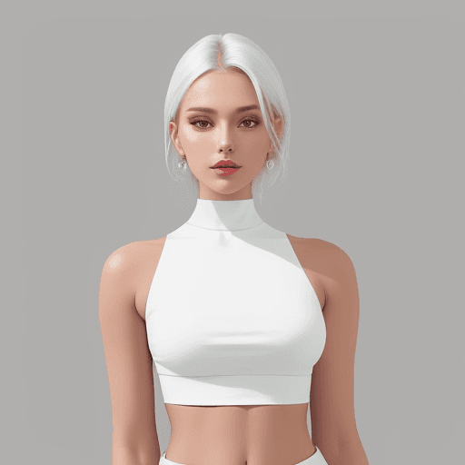 AI generated: a beautiful woman in a white crop top, in the style of light white and dark silver,