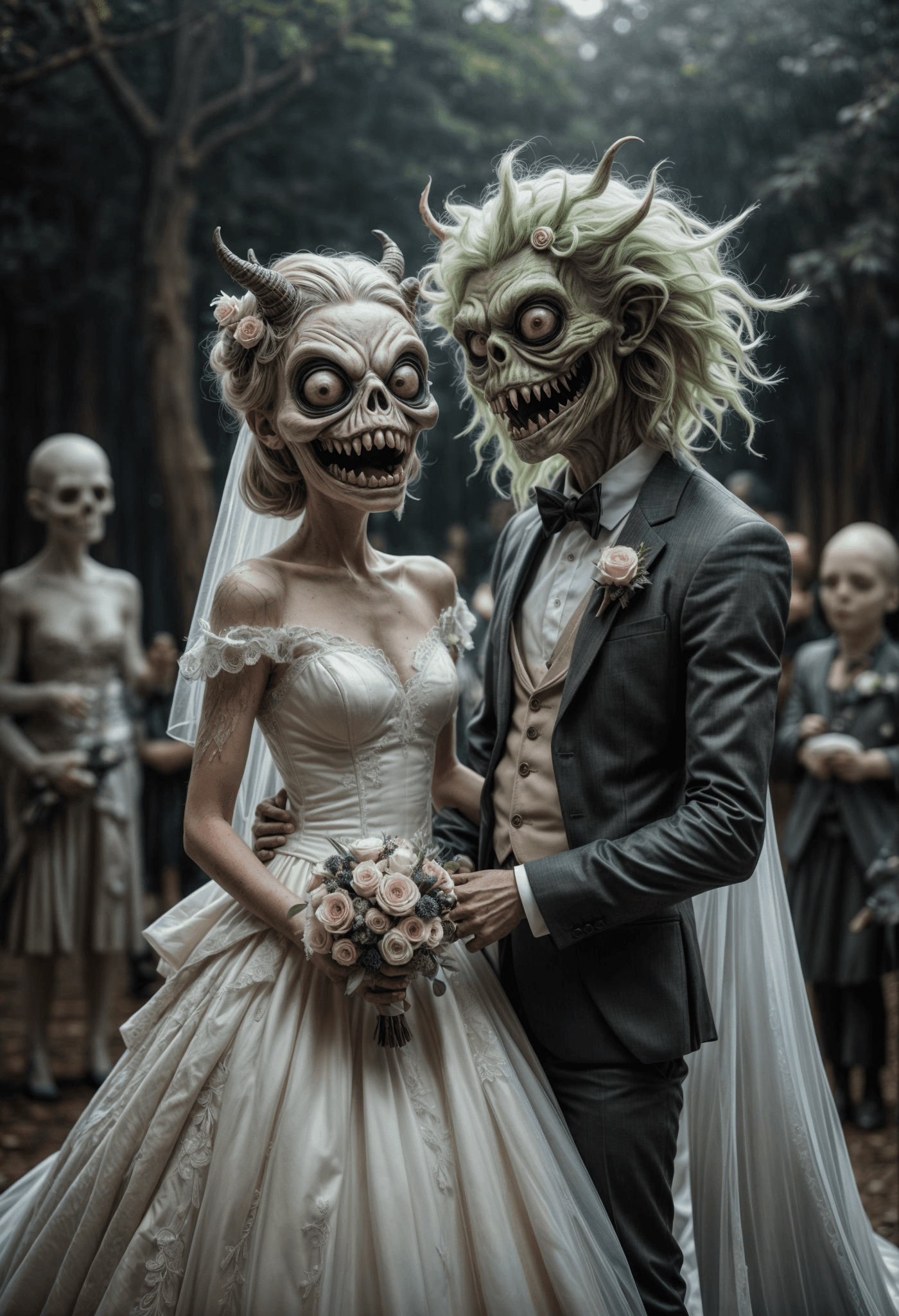 AI generated: monsters are wedding,only monsters,creepy