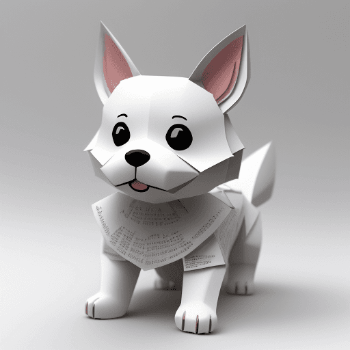 AI generated: High resolution, Paper art, paper illustration, cute dog, 4k, 3d, Hd, white background, repeating pa...