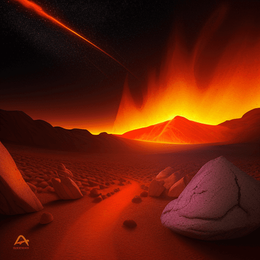 AI generated: logo de una zarza ardiente sobre una roca, fondo de desierto, luz noche, temática bíblica, pintura a...