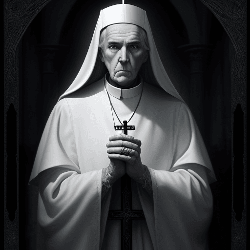 AI generated: archbishop, old, male, dark fantasy, dark atmosphere, religionist, epic fantasy, blessed, white clot...