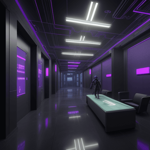 AI generated: cyberpunk research room lobby reception