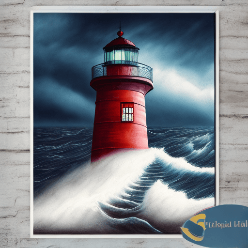 AI generated: create a moody image of a haunted old lighthouse at night overlooking a stormy ocean with a ghostly ...