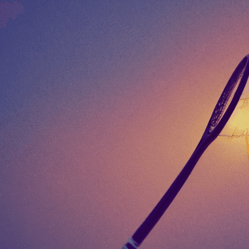 AI generated: draw of a tennis ball hitting the racket and going over the net, hyper-realistic, approach from belo...