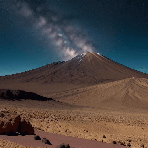 AI generated: crea una fotografía dónde se vea el Teide desde África