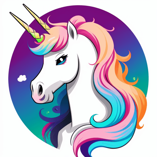 AI generated: awesome colorful illustration, unicorn, clip art style, lovely, cute, artstation