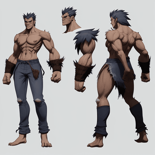 AI generated: Create a Concept art  for a fighting game of werewolf fighter Model sheet