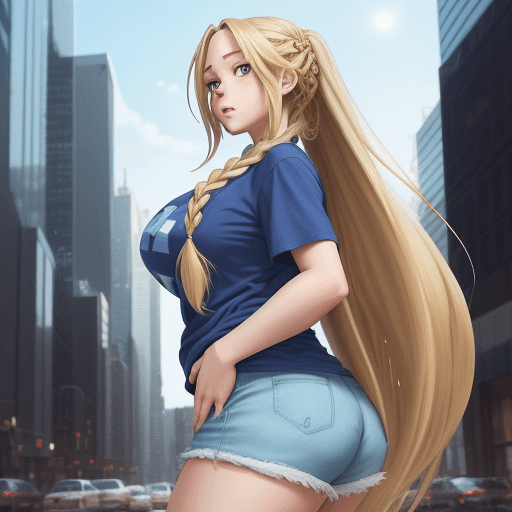 AI generated: perfect anime illustration, 1girl, woman, long hair, braided, blonde hair, hazel eyes, (huge breasts...