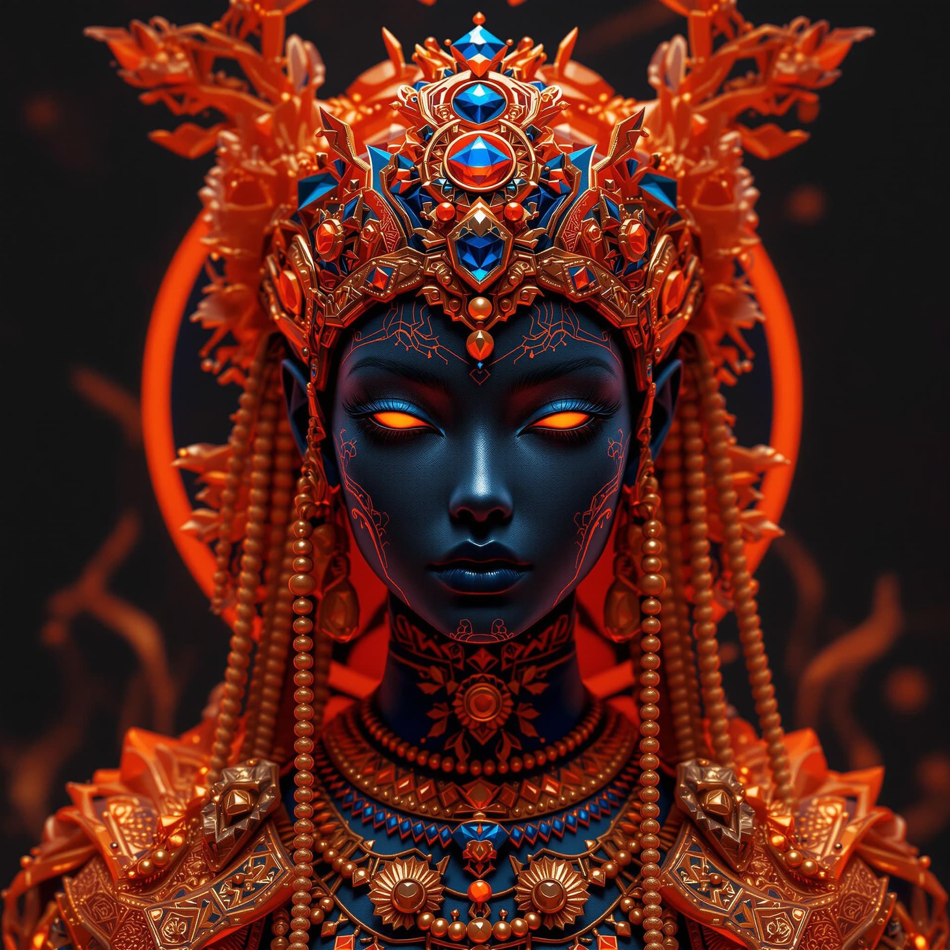 AI generated: bklynbased artist niksa amira, creating photoreal 3d models, in the style of techno shamanism, dark ...