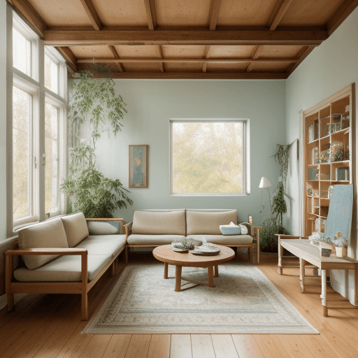 AI generated: High resolution photography interior design, dreamy sunken living room conversation pit, wooden floo...
