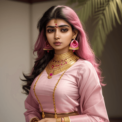 AI generated: Photo of Indian woman aged 25, light skinned. wearing traditional clothes and earrings. Eyebrows pre...