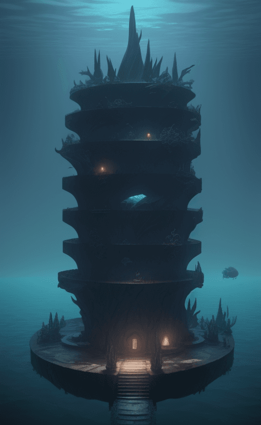 AI generated: Evil Underwater base